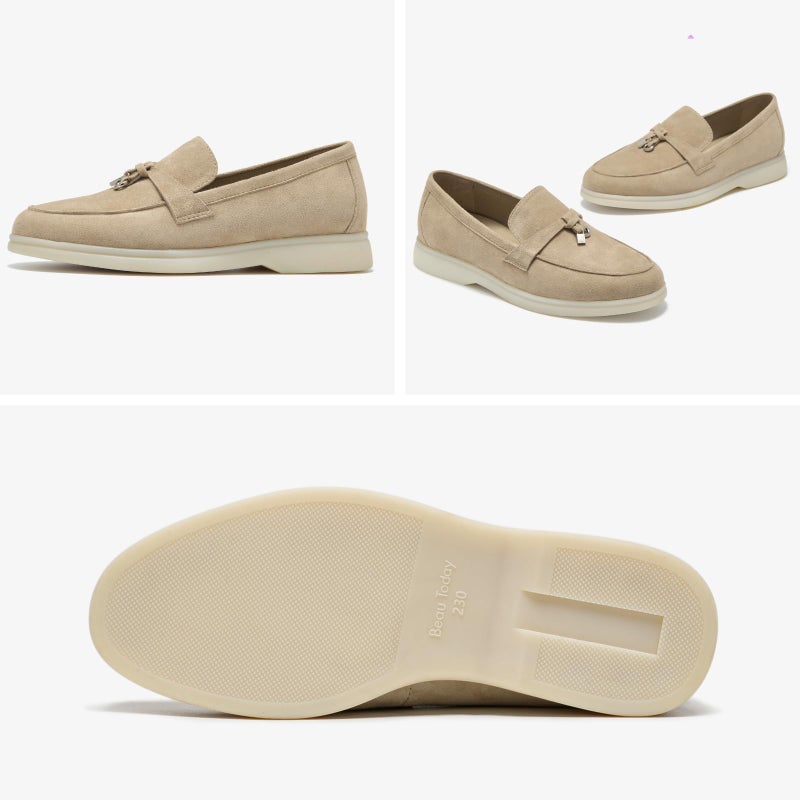 BEAU TODAY Suede Loafers Flats for Women, Womenâ€™s Slip On Penny Loafers, Leather Driving Comfortable Dress Ladies Loafers Casual Office Work Shoes Apricot US 8 - Image 5
