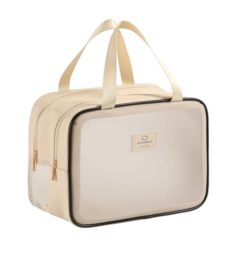 Heliar Large Travel Toiletry Bag with Dry Wet Separation PVC Waterproof Wash Bag for Women Clear Matte shower bag for Gym Overnight Swimming and Business Trips - Image 1