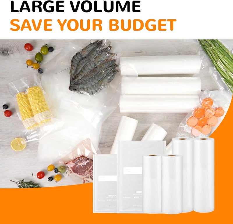 Wevac All-in-One Variety Pack Vacuum Sealer Bags & Rolls – 50x 6''x10'', 70x 8''x12'', 2 Rolls 11''x20', 2 Rolls 8''x20' – Premium Commercial-Grade for Food Storage, Meal Prep, & Sous Vide, - Image 4
