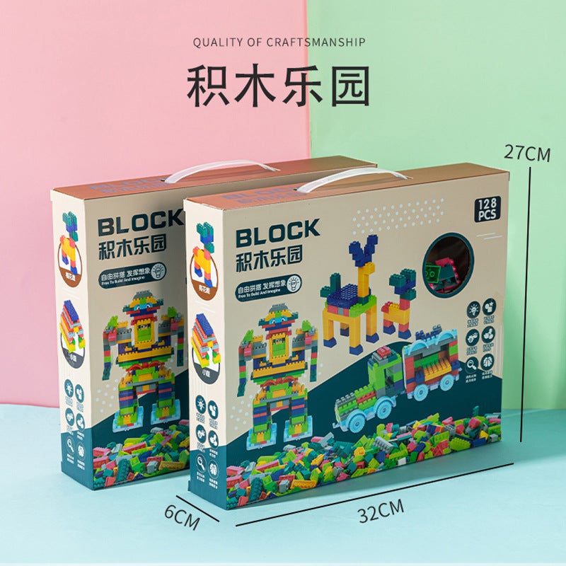 Yile 128-Piece Large Particle Building Blocks for Kids, Early Education Puzzle, DIY Assembly Toy for 2-3 Year Old Boys and Girls - Image 1