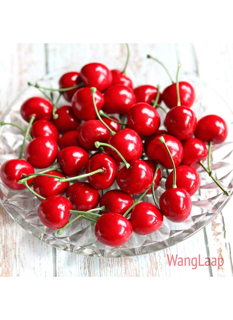 WangLaap WangLaap 50Pcs Artificial Red Cherries 30mm/1.18inch Simulation Lifelike Cherry Fake Fruit for Home Kitchen Dining Decoration (Red)  - Image 4