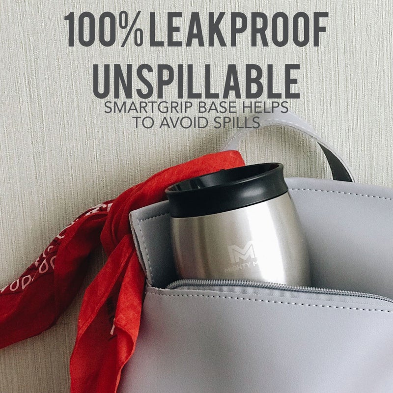 Mighty Mug | The Untippable Mug | Grips When Hit, Lifts for Sips | Insulated Stainless Steel Tumbler | Cupholder Friendly | Gifts for Women Men All | Leakproof | 6 Hours Hot / 24 Cold | 16oz | Silver - Image 2