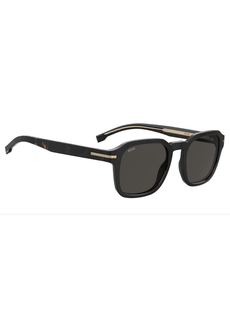 HUGO BOSS Men's UV Protection Rectangular Shape Acetate Sunglasses BOSS 1627/S GREY 43 - Lens Size: 43.4 Mm - Black  - Image 2