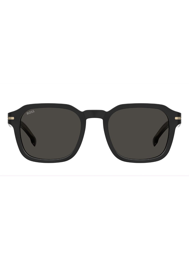 HUGO BOSS Men's UV Protection Rectangular Shape Acetate Sunglasses BOSS 1627/S GREY 43 - Lens Size: 43.4 Mm - Black  - Image 3
