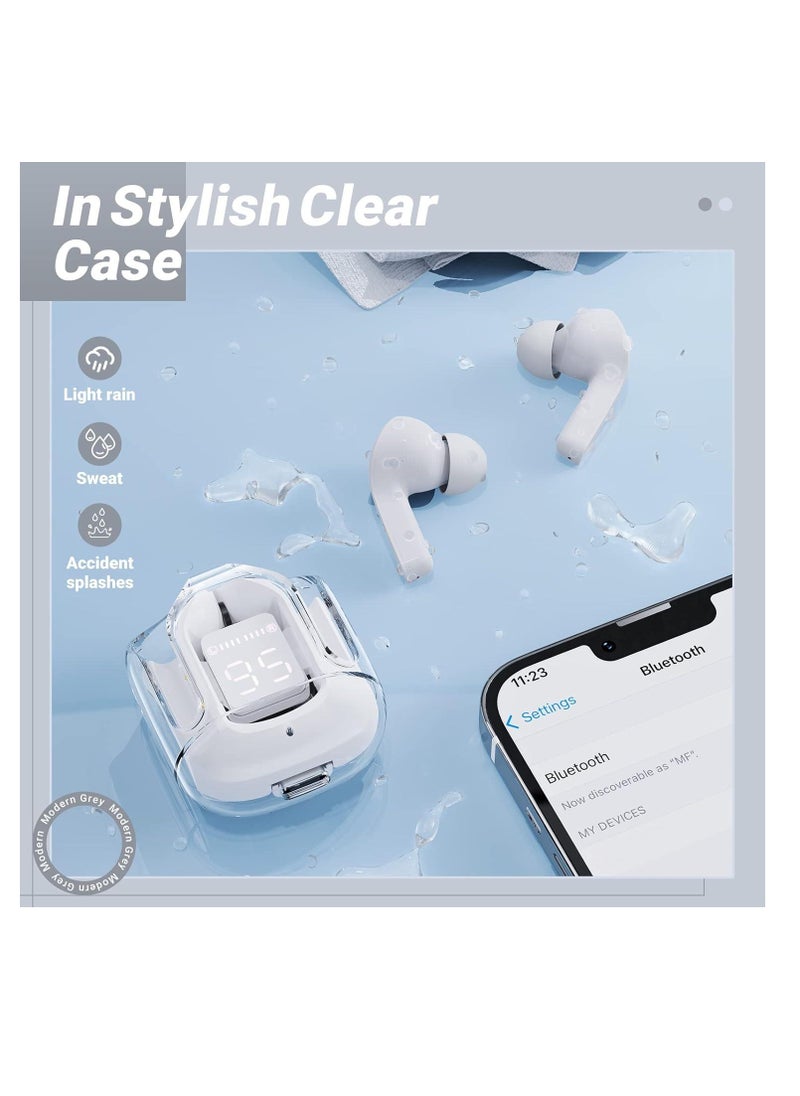 ksluxirt - 2025 New Bluetooth headset acrylic transparent wireless headset LED digital display touch operation high-fidelity sound quality Type-C Fast charge compatible with iOS/Android sports music games suitable for gift selection - Image 1