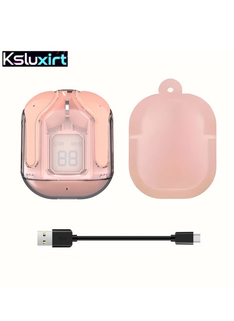 2025 New Bluetooth headset acrylic transparent wireless headset LED digital display touch operation high-fidelity sound quality Type-C Fast charge compatible with iOS/Android sports music games suitable for gift selection