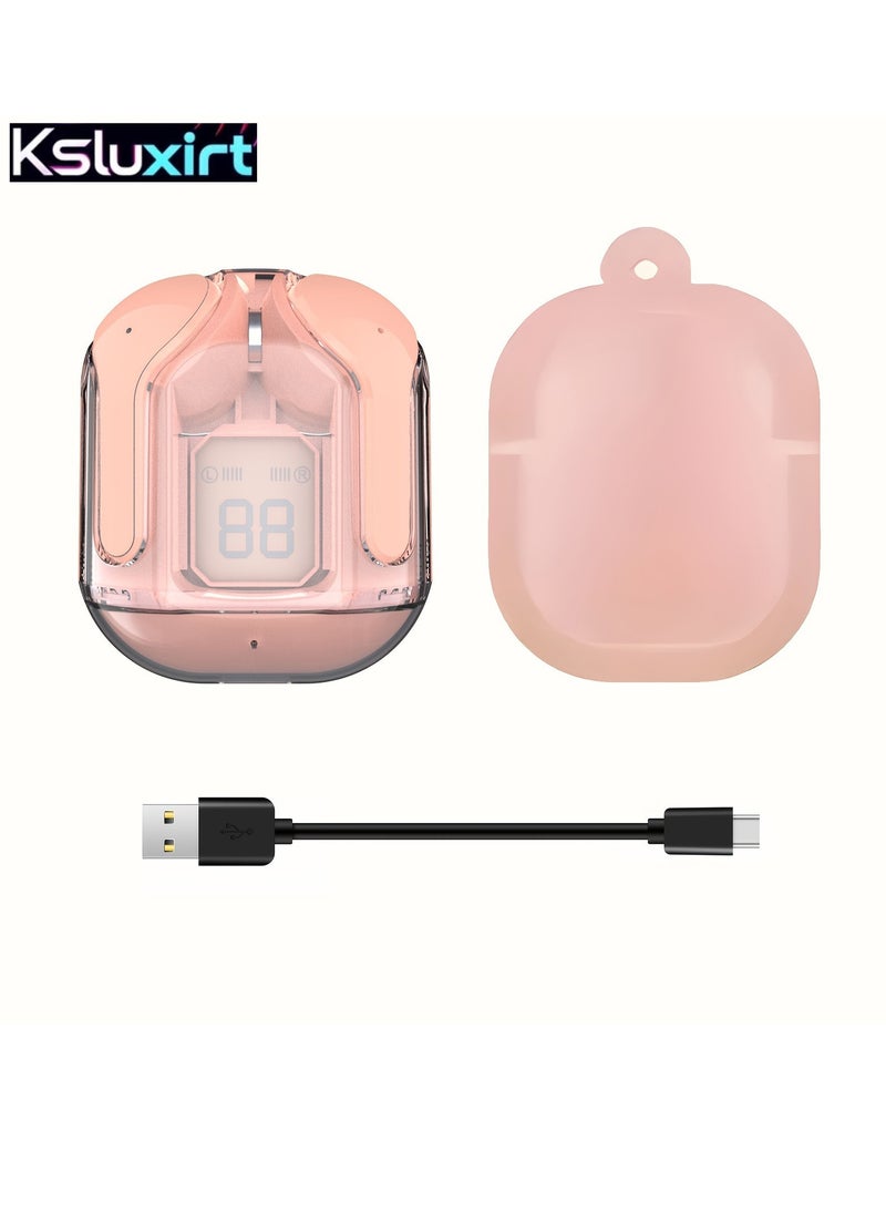 ksluxirt - 2025 New Bluetooth headset acrylic transparent wireless headset LED digital display touch operation high-fidelity sound quality Type-C Fast charge compatible with iOS/Android sports music games suitable for gift selection - Image 1