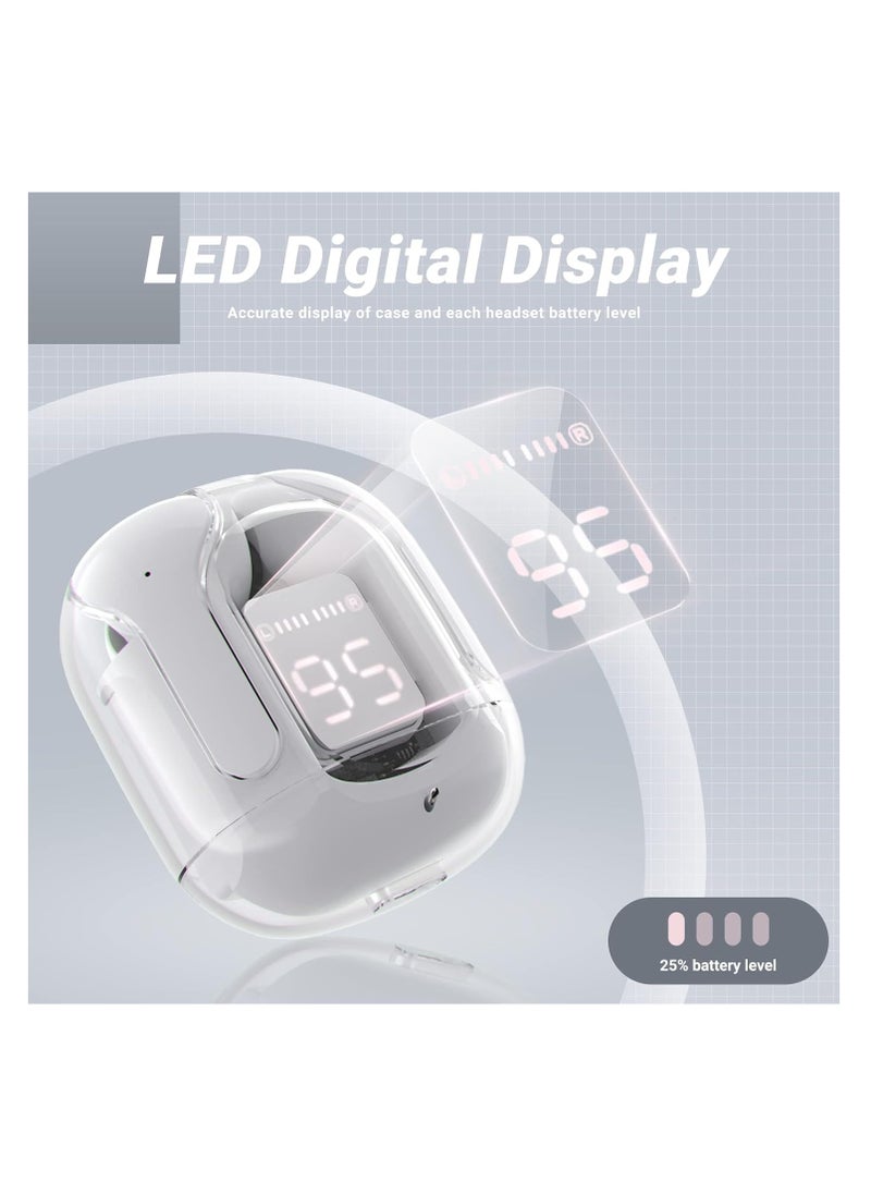 ksluxirt - 2025 New Bluetooth headset acrylic transparent wireless headset LED digital display touch operation high-fidelity sound quality Type-C Fast charge compatible with iOS/Android sports music games suitable for gift selection - Image 1