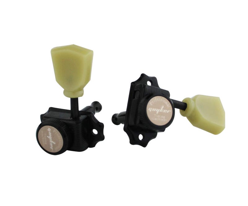 Guyker Locking Guitar Machine Heads (3R + 3L) â€“ 1:15 Ratio Lock String Vintage Deluxe Tuning Key Pegs Tuners Set Replacement for Electric, Acoustic or Folk Guitars - Black - Image 5