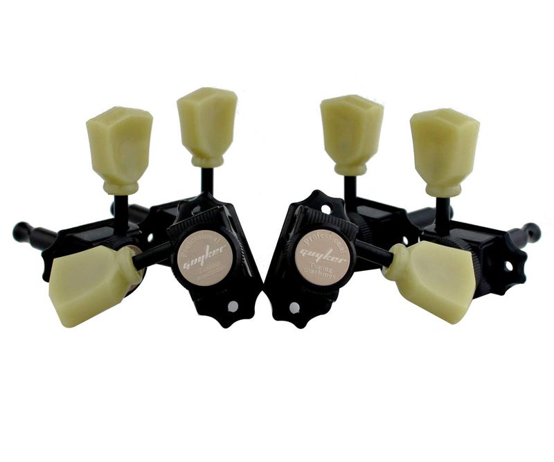Guyker Locking Guitar Machine Heads (3R + 3L) â€“ 1:15 Ratio Lock String Vintage Deluxe Tuning Key Pegs Tuners Set Replacement for Electric, Acoustic or Folk Guitars - Black - Image 3