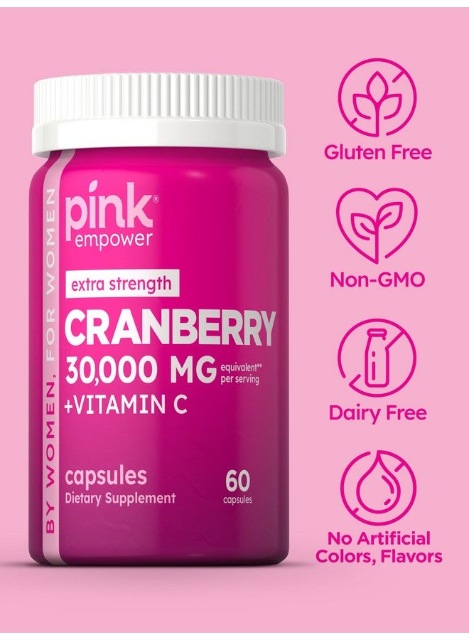 PINK Cranberry Pills for Women | 60 Capsules | Plus Vitamin C | Non-GMO & Gluten Free Extract Supplement | Supports Urinary Tract Health - Image 5