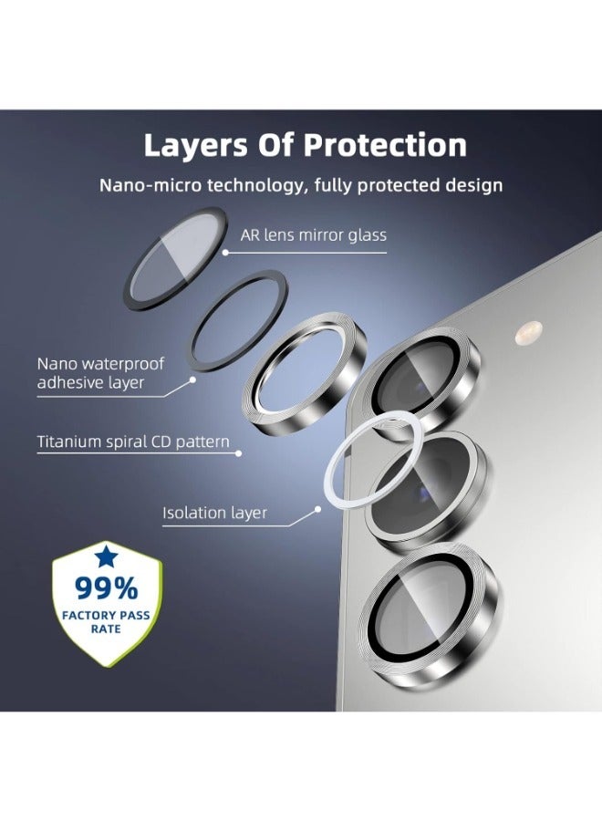 Camera Lens Protector for Samsung Galaxy S25 / S25 Plus (Silver) Single Ring Cover 9H Tempered Glass HD 1 Set - Silver