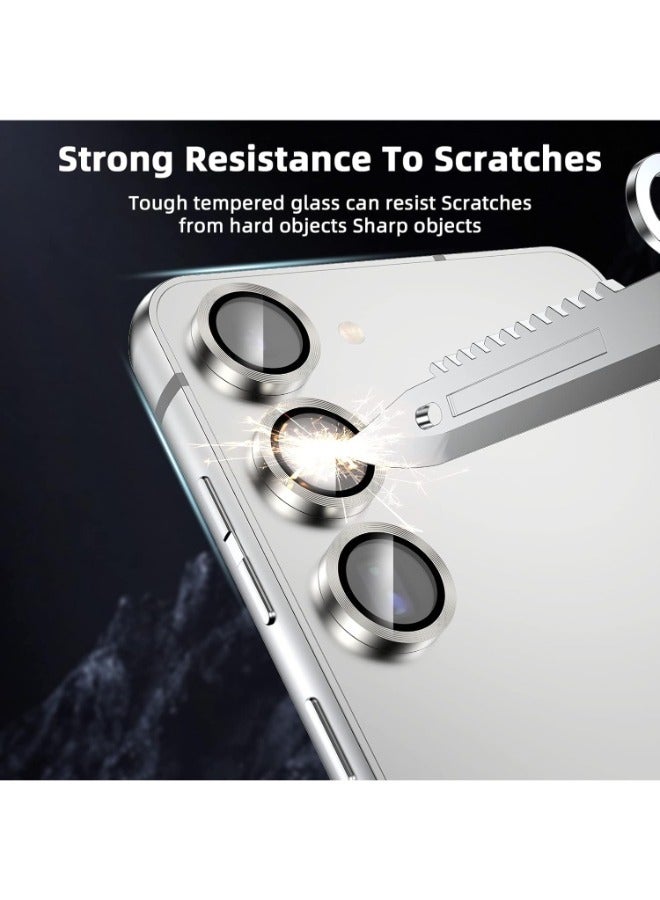 Camera Lens Protector for Samsung Galaxy S25 / S25 Plus (Silver) Single Ring Cover 9H Tempered Glass HD 1 Set - Silver