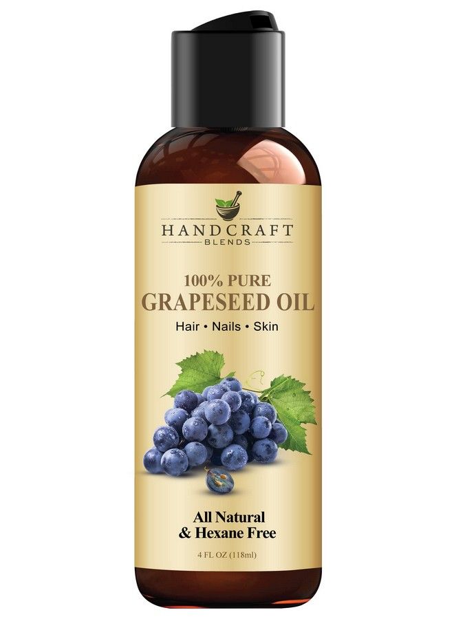 handcraft Blends زيت بذور العنب المصنوع يدويًا، زيت ناقل عالي الجودة طبيعي ونقي بنسبة 100%، للاستخدام في العلاج بالروائح العطرية والتدليك وترطيب البشرة والشعر، حجم ضخم 4 أونصة سائلة - Image 1