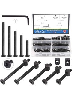 Glarks Glarks 120Pcs M6x40/50/60/70/80mm Black Hex Socket Cap Bolt and Barrel Nut Assortment Kit for Crib Baby Bed Cots Furniture  - Image 1