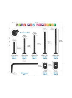 Glarks Glarks 120Pcs M6x40/50/60/70/80mm Black Hex Socket Cap Bolt and Barrel Nut Assortment Kit for Crib Baby Bed Cots Furniture  - Image 2