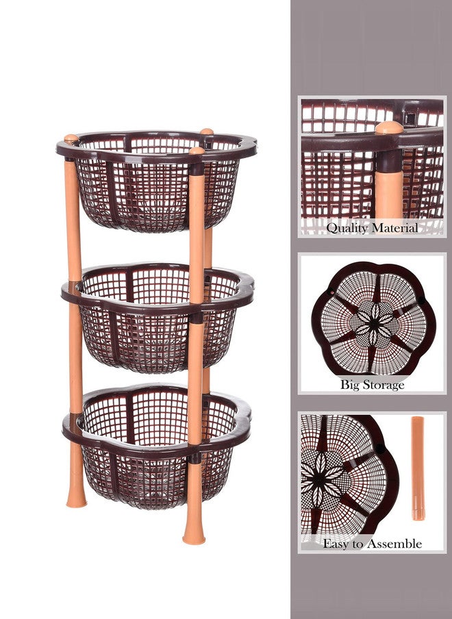 Kuber Industries Brown 3 Layer Fruit & Vegetable Basket - Image 4