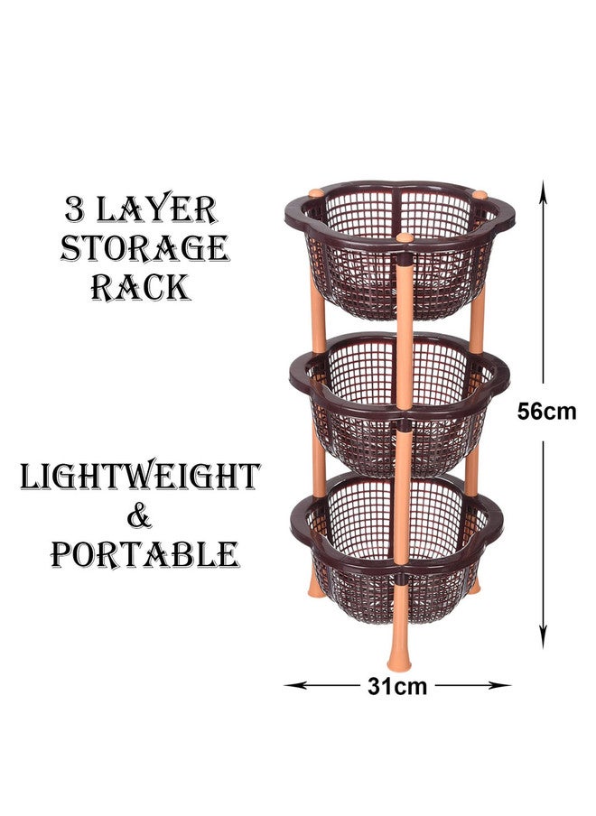 Kuber Industries Brown 3 Layer Fruit & Vegetable Basket - Image 3