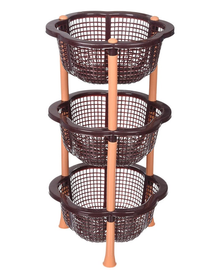 Kuber Industries Brown 3 Layer Fruit & Vegetable Basket - Image 2
