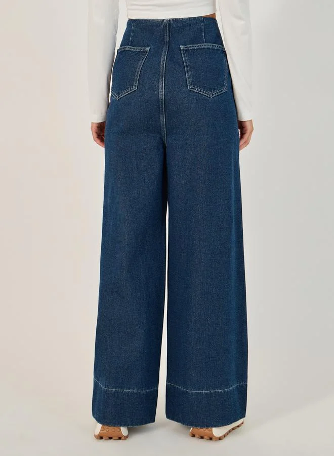 Styli High Rise Wide Leg Jeans