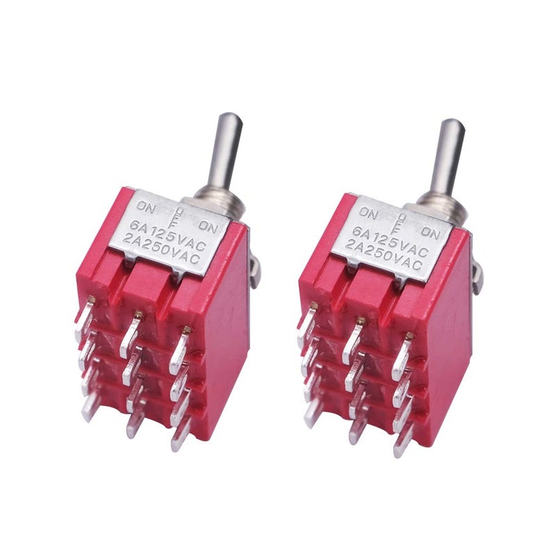 mxuteuk 2pcs MTS-403 12 Terminal 3 Position 4PDT Mini Miniature Toggle Switch Car Dash Dashboard ON/Off/ON 5A 125V 2A 250V - Image 1