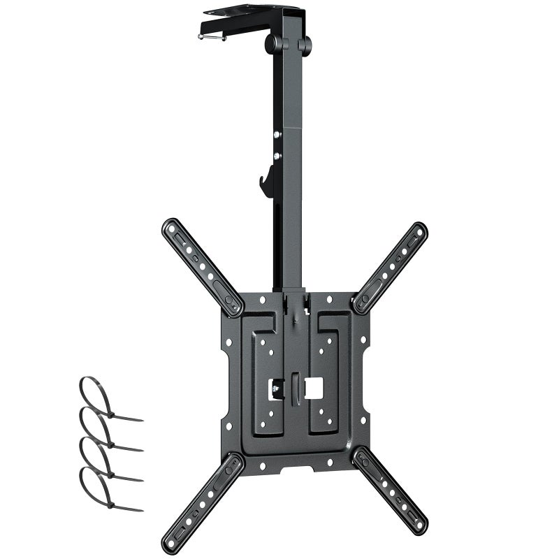 IMtKotW Ceiling TV-Mount Flip Down Folding - 23-55'' Manual Drop Down TV Mount, Fits Flat and Pitched Roof, Height Adjustable, Swivel, Max Load 44 lbs, Max VESA 400x400 mm, Black - Image 1