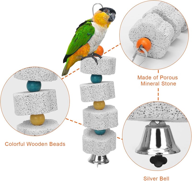 AHIER 7 Inch Bird Mirror with Rope Perch, Bird Toys Swing Parrot Grinding Stone with Bell for Parakeet Cockatoo Cockatiel Lovebirds Canaries - Image 5