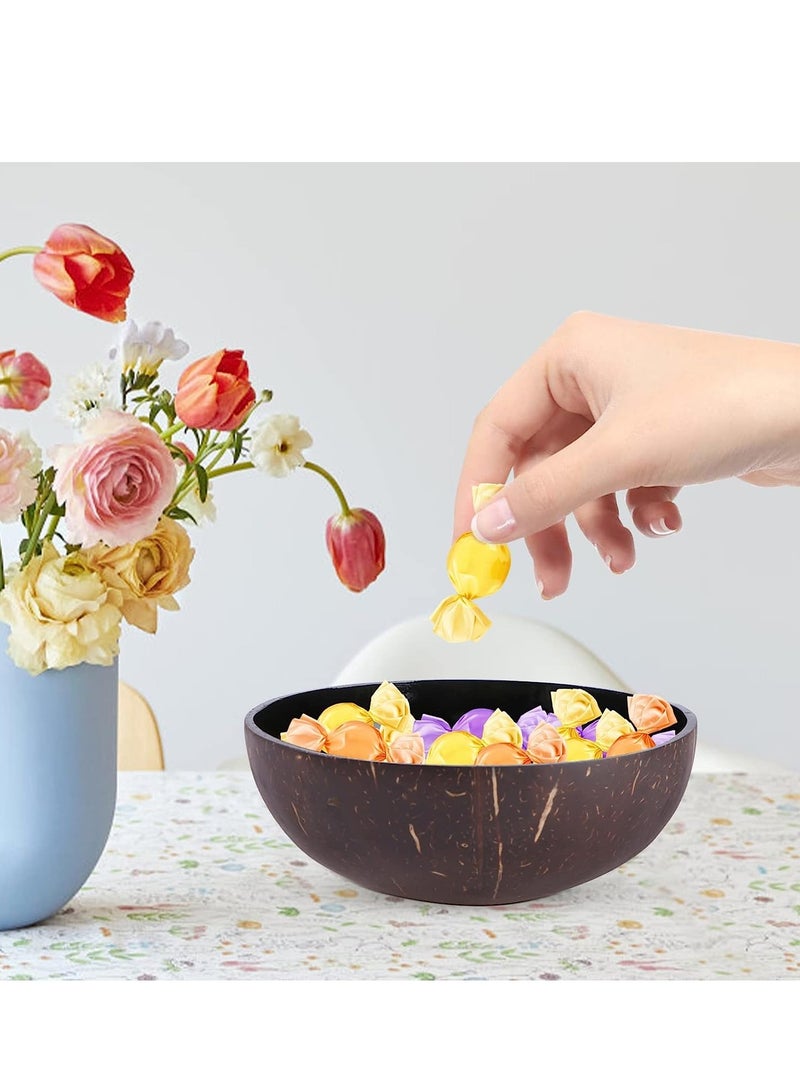KASTWAVE Coconut Bowls, Natural Coconut Bowl Shell Bowls Key Bowl for Entryway Table Candy Container Nuts Holder Bowl for Decoration (Golden) - Image 3