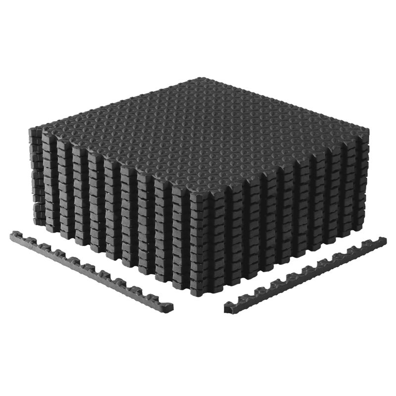 CAP Barbell 3/4-Inch Interlocking EVA Foam Exercise Puzzle Mat Home Gym Flooring - 2 Pack | 24" x 24" x 3/4" | Diamond Pattern - Black - Image 1