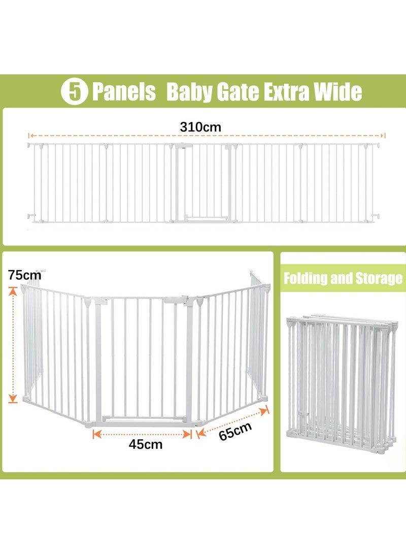 YSOAE Extra Wide Baby Gate, Play Yard Child Gate, 5/6/8-Panels Dog Gates with Auto-Close Door, Safety Gate Fence, 75CM Tall, Double Locking System, Play Gates for Fireplace, Kitchen - Image 4