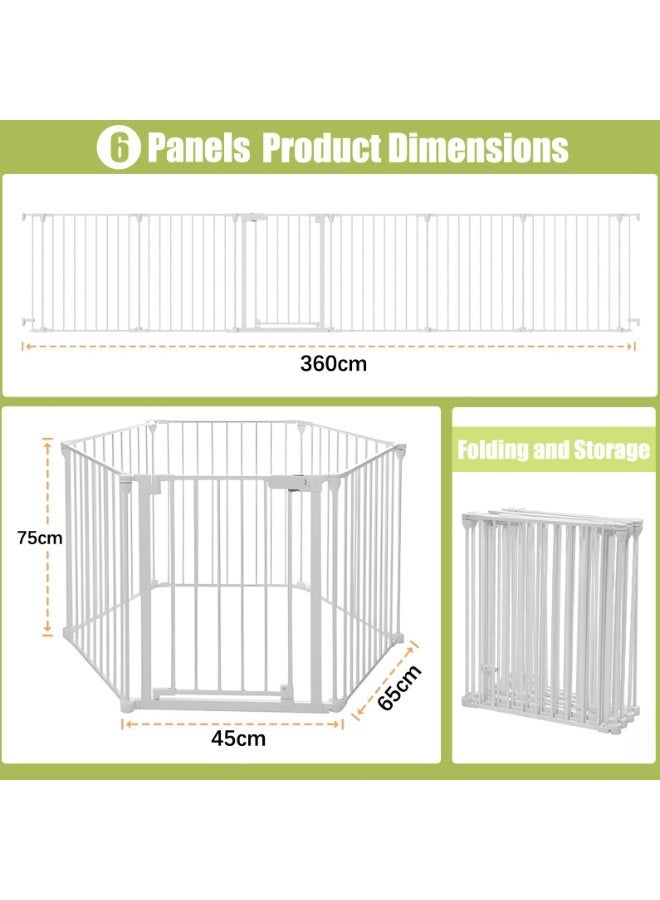 YSOAE Extra Wide Baby Gate, Play Yard Child Gate, 5/6/8-Panels Dog Gates with Auto-Close Door, Safety Gate Fence, 75CM Tall, Double Locking System, Play Gates for Fireplace, Kitchen - Image 5