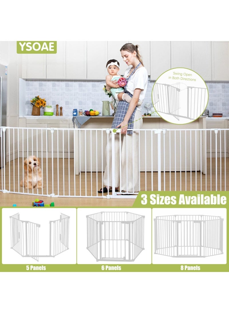 YSOAE Extra Wide Baby Gate, Play Yard Child Gate, 5/6/8-Panels Dog Gates with Auto-Close Door, Safety Gate Fence, 75CM Tall, Double Locking System, Play Gates for Fireplace, Kitchen - Image 2