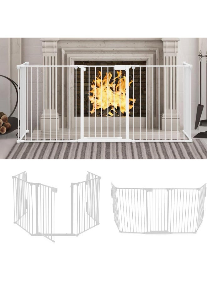 YSOAE Extra Wide Baby Gate, Play Yard Child Gate, 5/6/8-Panels Dog Gates with Auto-Close Door, Safety Gate Fence, 75CM Tall, Double Locking System, Play Gates for Fireplace, Kitchen - Image 1