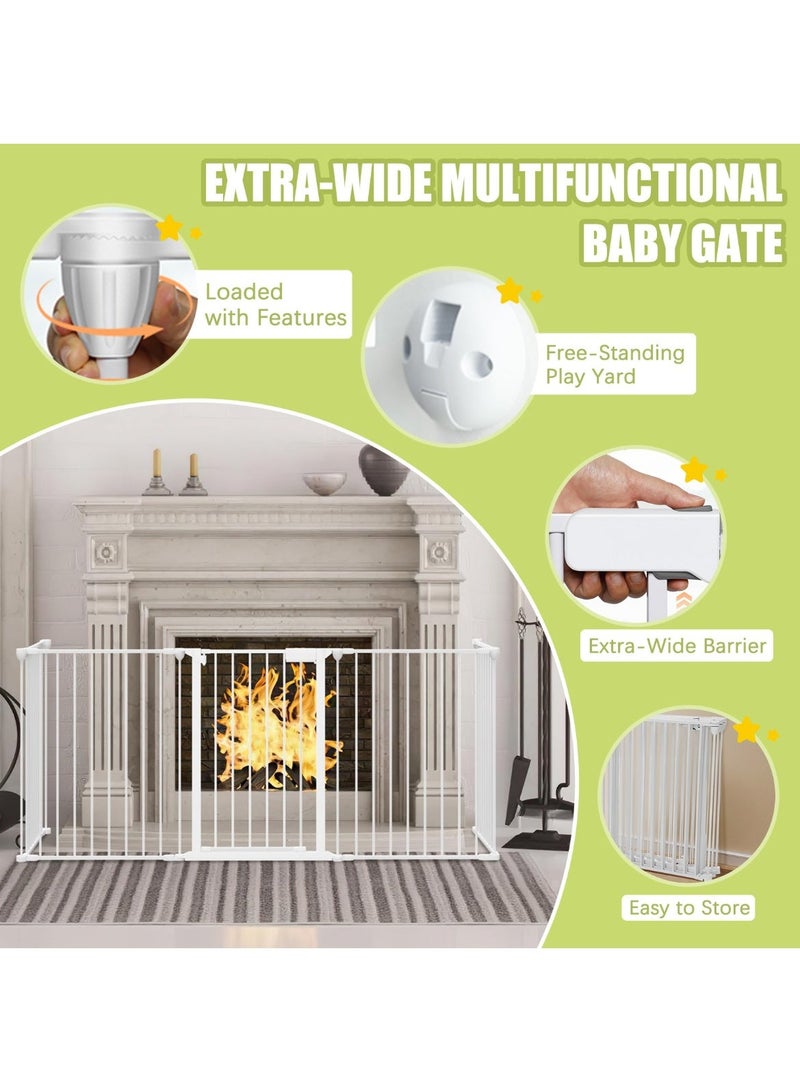 YSOAE Extra Wide Baby Gate, Play Yard Child Gate, 5/6/8-Panels Dog Gates with Auto-Close Door, Safety Gate Fence, 75CM Tall, Double Locking System, Play Gates for Fireplace, Kitchen - Image 3