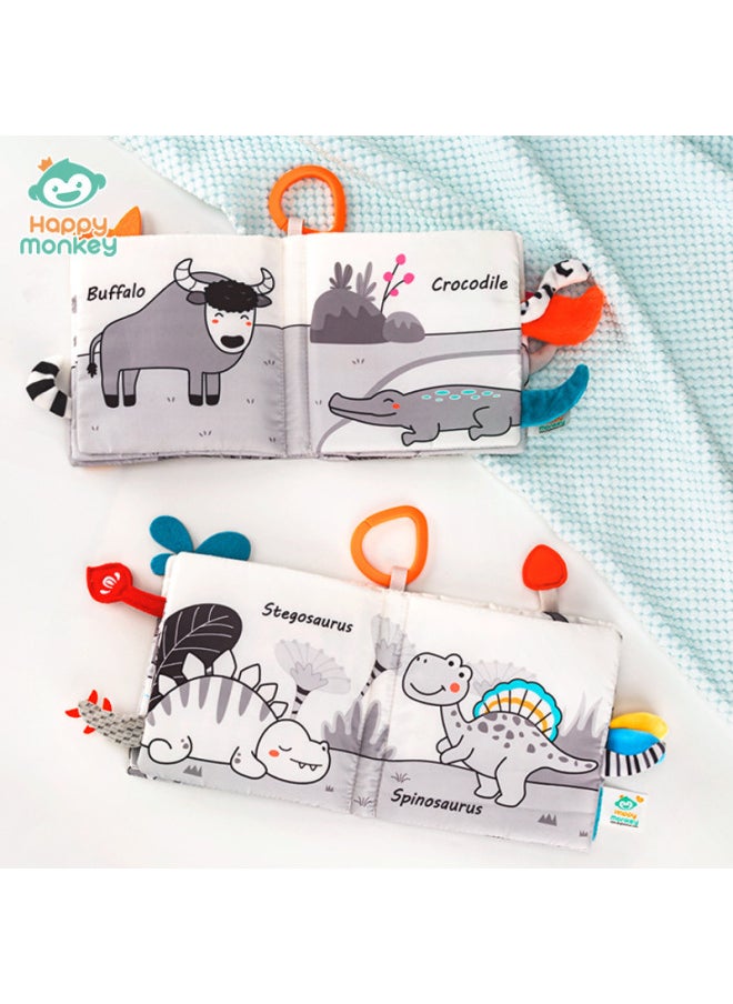 Generic - Happy Monkey Stereo Tail Cloth Book Tear Not To Rip With Teeth Gum Baby Grasp Perception Training Early Education Toy-Color:Teether Doll Cloth Book-puppy (6 Pages, 12 Sides) - Image 1