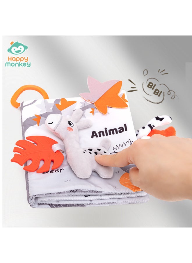 Generic - Happy Monkey Stereo Tail Cloth Book Tear Not To Rip With Teeth Gum Baby Grasp Perception Training Early Education Toy-Color:Teether Doll Cloth Book-puppy (6 Pages, 12 Sides) - Image 1