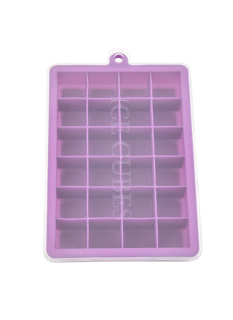Generic Silicone Ice Tray 24 Cubes with Lid Purple 