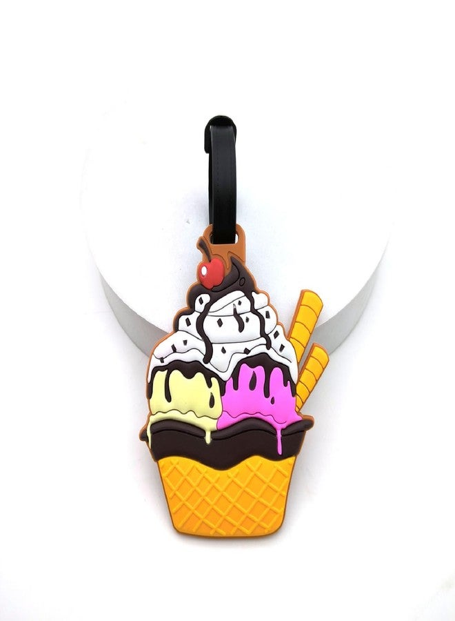 QFSH Cute Silicone Luggage Tag for Women Men Unique Travel Bag Tags Funny Colorful Identifier Suitcase Luggage Label (Ice Cream Cup Cake) - Image 1