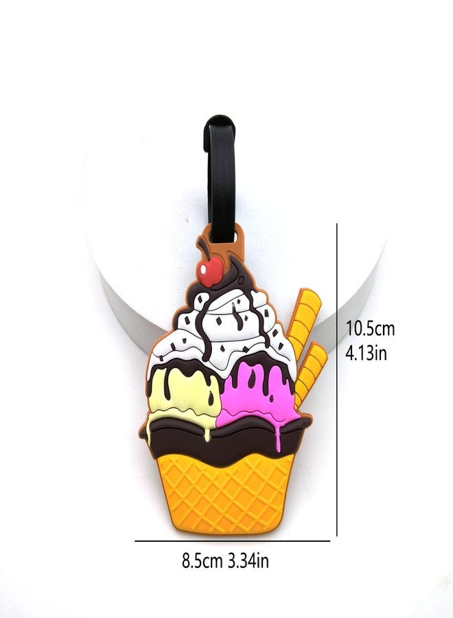QFSH Cute Silicone Luggage Tag for Women Men Unique Travel Bag Tags Funny Colorful Identifier Suitcase Luggage Label (Ice Cream Cup Cake) - Image 4