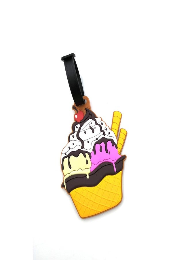 QFSH Cute Silicone Luggage Tag for Women Men Unique Travel Bag Tags Funny Colorful Identifier Suitcase Luggage Label (Ice Cream Cup Cake) - Image 2