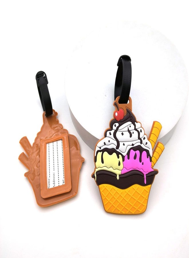 QFSH Cute Silicone Luggage Tag for Women Men Unique Travel Bag Tags Funny Colorful Identifier Suitcase Luggage Label (Ice Cream Cup Cake) - Image 3