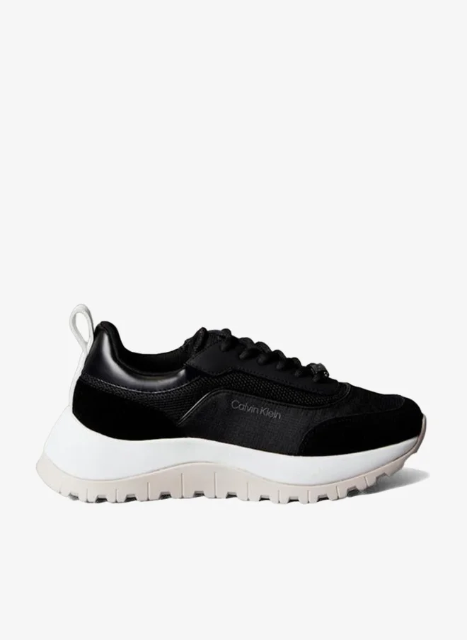CALVIN KLEIN Leather and Mesh Mixed Material Trainers
