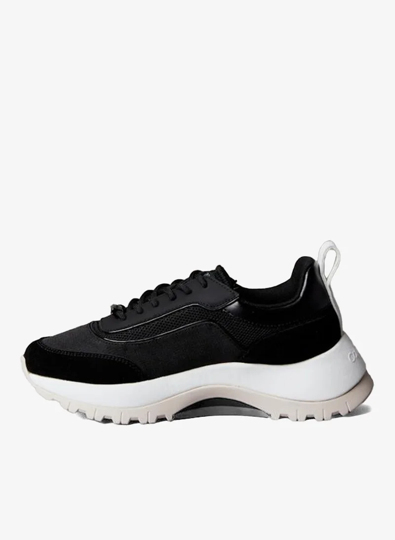 CALVIN KLEIN Leather and Mesh Mixed Material Trainers