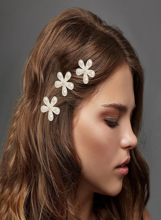 WECROO Mini Korean Style Small White Pearl Hair Claw Clips and Rhinestone Butterfly Flower Claw Hair Clips Mini Claw Metal Clips Clucher for girls kids (White, Pack of 12) - Image 4