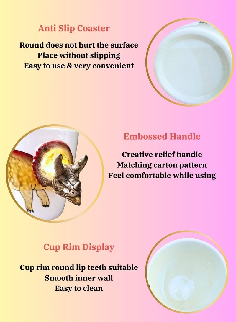 SOLARAE Animals 3D Ceramic Dinosaur Character Design Coffee Mugs, Tea Cups, Funny Creative Ceramic Drinkware Milk Cups, Large Capacity 400ml. (SPINOSAURUS) - Image 3
