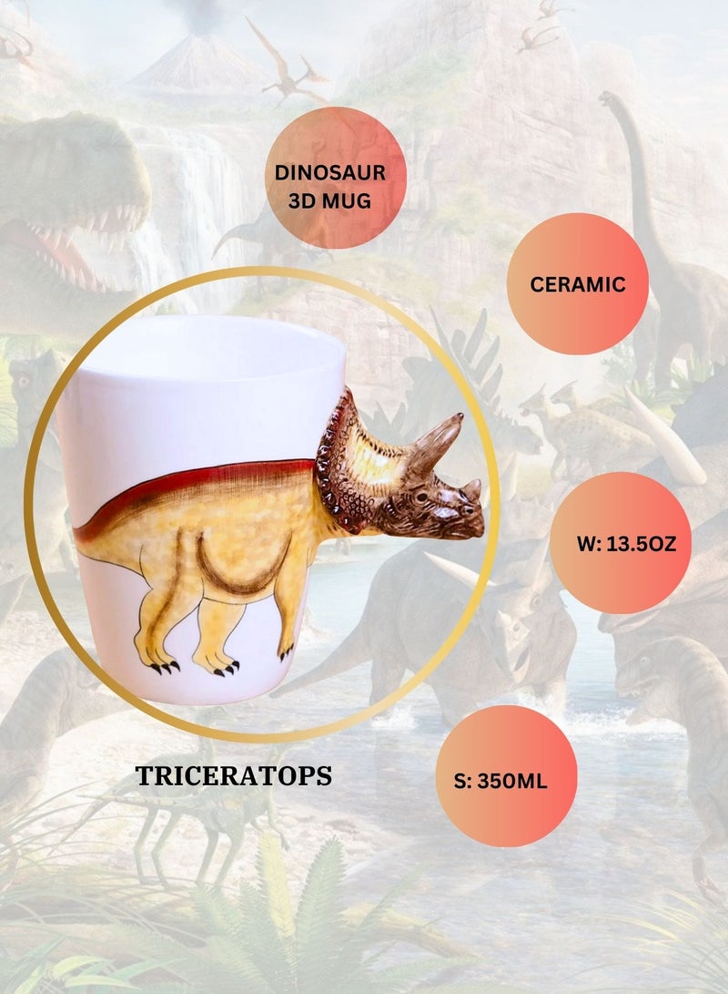 SOLARAE Animals 3D Ceramic Dinosaur Character Design Coffee Mugs, Tea Cups, Funny Creative Ceramic Drinkware Milk Cups, Large Capacity 400ml. (SPINOSAURUS) - Image 4