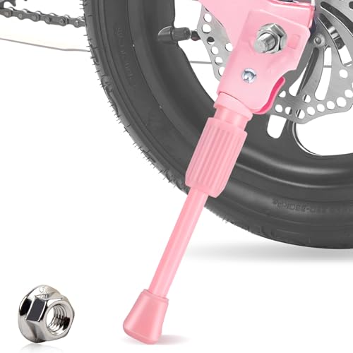 LEICHTEN Kickstand for Kids Bike, Kids Bike Kickstand for 16 Inch Wheel Children's Bicycle Single-Side Kick Stand Rear Mount Bikes Support Racks Pink for Girls and Boys Bike, Non-adjustable - Image 1