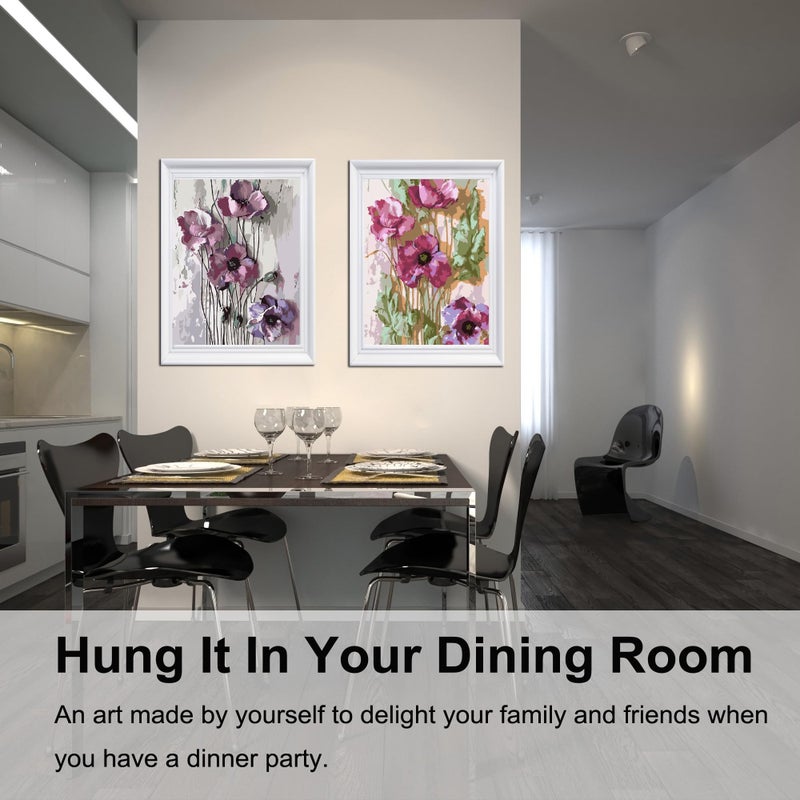 BAISITE Paint by Numbers Kit for Adults Beginners,12" Wx16 L 2 Pack Canvas for Painting Kits for Adults in Colorful Box-Poppies 6566 - Image 3