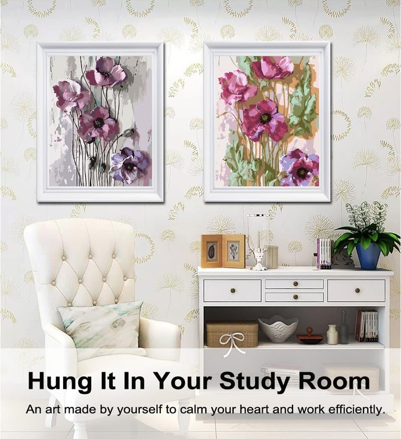 BAISITE Paint by Numbers Kit for Adults Beginners,12" Wx16 L 2 Pack Canvas for Painting Kits for Adults in Colorful Box-Poppies 6566 - Image 5