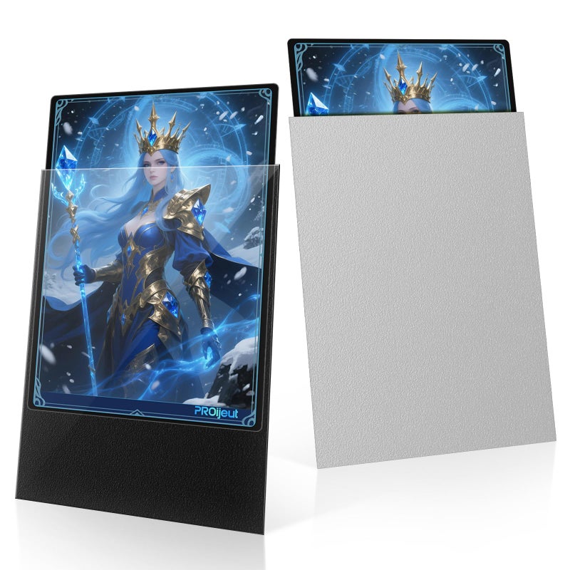 Proijeut 200 Pack Card Sleeves, Matte Dual Trading Card Sleeves with Opaque Back & Smooth Shuffle, Tear Resistant Card Protectors for MTG, TCG and Game Cards (Justice Silver) - Image 1